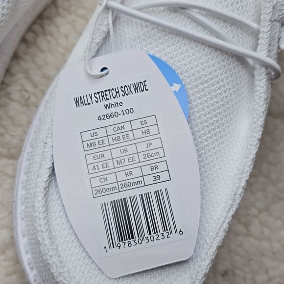 2731 NWT Hey Dude Wally Stretch Sox Wide Size 8EE White - Picture 6 of 8